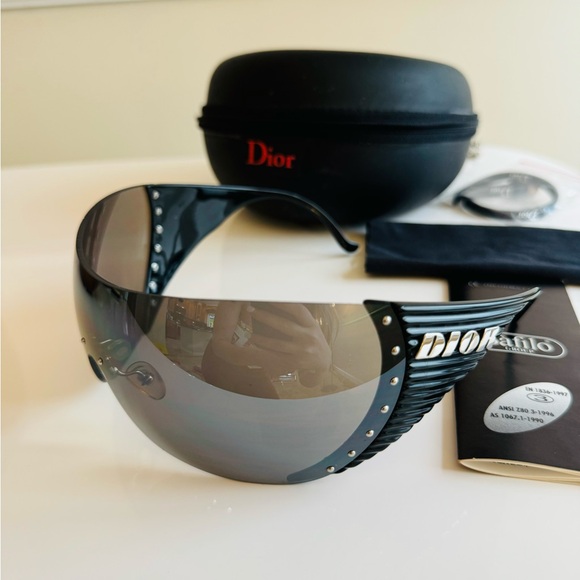 NWT🖤 VINTAGE DIOR Ski OVERSIZE BLACK RIMLESS SUNGLASSES - Picture 3 of 11